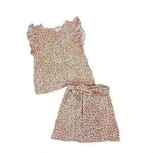 Compania Fantastica Skirt and Top Women's Small Orange Purple Ruffle Cap Sleeve